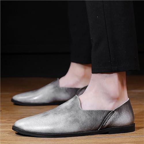 Loafers for Men Round Toe Leather Loafer Shoes Lightweight Anti Slip Resistant Prom Walking Slip On4
