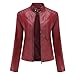 YFFUSHI Lederjacke Damen Kurz Jacke Leder Reverskragen Lässig Übergangsjacke Reißverschluss aus Kunstleder Classics,Rot,S