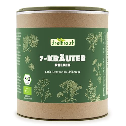 Bio-7-Kräuter-Pulver nach Bertrand Heidelberger dreikraut 7-Kräuterstern extra fein vermahlen (250 Gramm)