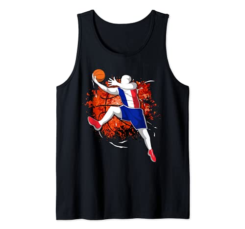 Proud France Basketball Lovers French National Flag Sport Tank Top, Black