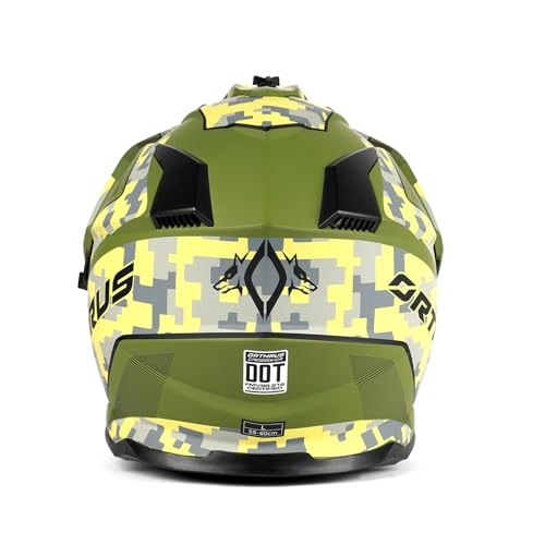 Image of Orthrus Kids Dirt Bike Helmet DOT Approved Full Face Motorcycle Helmets | Youth Dual Sport Helmet for Off-Road ATV Street Riding Motocross BMX 4 Wheeler Go Kart, Green Husky Halo M