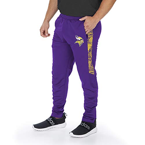 Zubaz NFL Minnesota Vikings Men's Track Pant with Static Half Panels, Solid Purple, X-Large