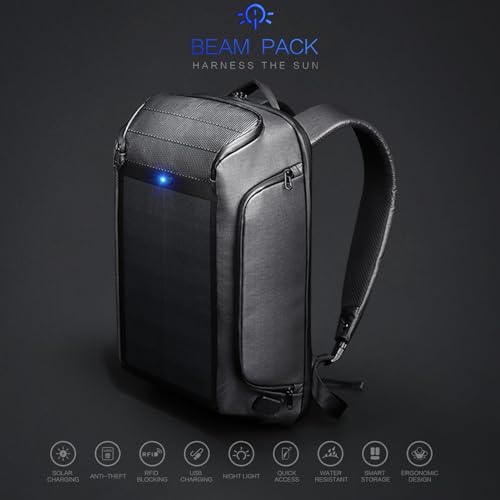 Kingsons Solar Backpack for Men Women, Laptop Backpack Mens Backpack 15.6 Inches with USB Charging Port (15.6“, Travel Backpacks)