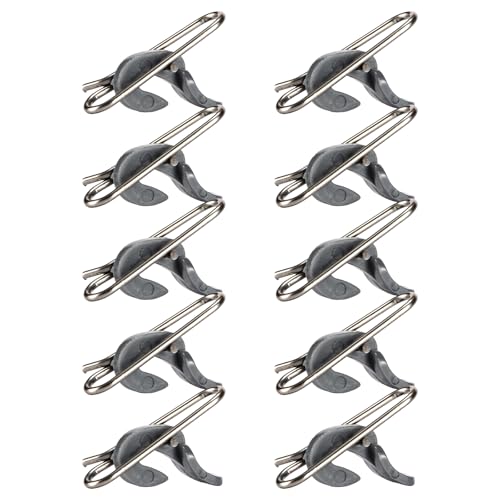 uikios 10 clips de pesca de acero inoxidable para cebos de pesca, cebos, clip de velocidad para línea de pesca de agua dulce
