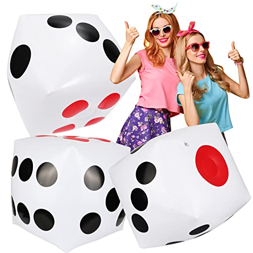 PHOGARY 3 Piezas 12,6' Dados Inflables Jumbo, Dados Grandes Blancos Dados Inflables Gigantes Dados de Plástico para Juegos de Ludo de Interior al Aire Libre Suministros para Fiestas en la Piscina