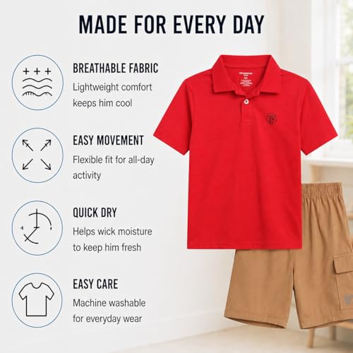 Image of AEROPOSTALE Boys Shorts Set 2 Piece Polo Shirt and Matching Shorts | Structured Collar, Two-Button Placket, Embroidered Logo Detail, Short Sleeve Design