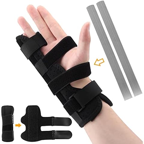 Hahhhha Fingers Splint Trigger Finger Adjustable Brace, Full Trigger Finger Splint Hand, Middle, Ring and Wrist Brace Support, Finger Splint Set Support Knuckle Protector for Broken Fingers Arthritis Cover