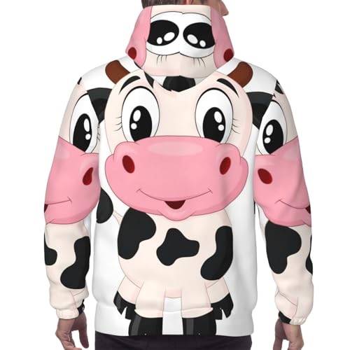 Sweat à capuche EdWal homme imprimé vache en polyester avec poche kangourou
