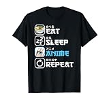 Comer Dormir Anime Repetir Manga Otaku Divertido Japonés Anime Camiseta