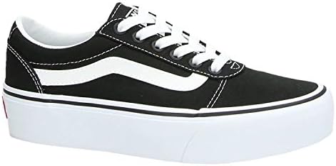 Vans Women's Platform Trainers Sneaker, Black Canvas Black White 187, 9 | Image 1