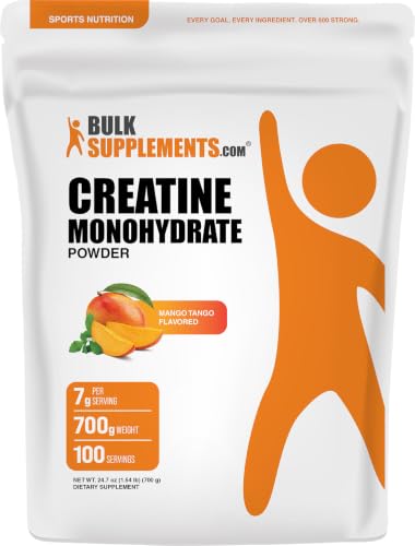 BulkSupplements.com Creatine Monohydrate Mango Tango - 700g, Gluten Free, 5g/Serving - image 1