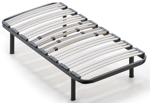habithor - Somier Multiláminas con Reguladores de Firmeza y Estructura de Acero 40x30 mm | Patas Cilíndricas Incluidas | Altura Final 30 cm | Medida: 90x190 cm | Fabricado en España
