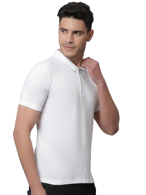 Image of Cantabil T-Shirt for Men l Breathable & Soft with Color Fastness Regular Fit Poly Cotton Fabric Solid Pattern (P CRMTSH0001)