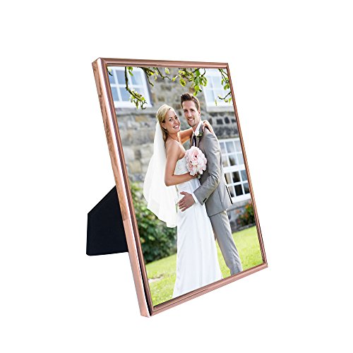 Metall Bilderrahmen Standard Fotogröße 10x15cm Fotorahmen Glasfront Foto Halter Waagerecht Hinstellen/Aufhängen Metall Dünne Kante Bilder Rahmen Geschenk für Mutter,Vater,Zuhause und Hochzeit Roségold Cover