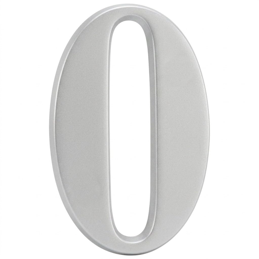 3" House Door Number Silver Anodised Self Adhesive, Times Roman, 0