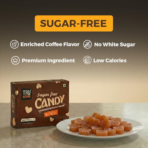 Image of TruSnax SugarFree Hard Candies | Rich Coffee Flavour Candy | Diabetic and Keto Friendly Toffee | No Added Sugar | 300g(50 * 6)
