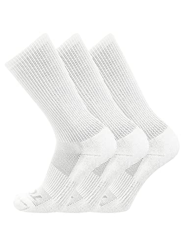 Tck Postgame Cushion Crew Socks For Men & Women, Soft, 3-Pack, Running, Athletic Performance, Breathable, Lightweight, Casual Wear (White, X-Large) #TOP21