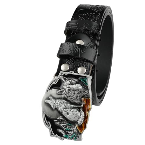 Western Leather Belts for Men Women, Cowboy Cowgirl Belt, Engraved Buckle Embossed Country Belt2