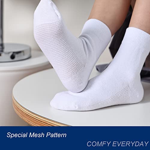 Marchare Girls Crew Socks Seamless Kids Socks Cotton School Socks White 6 Pack 7-10 Years #TOP3