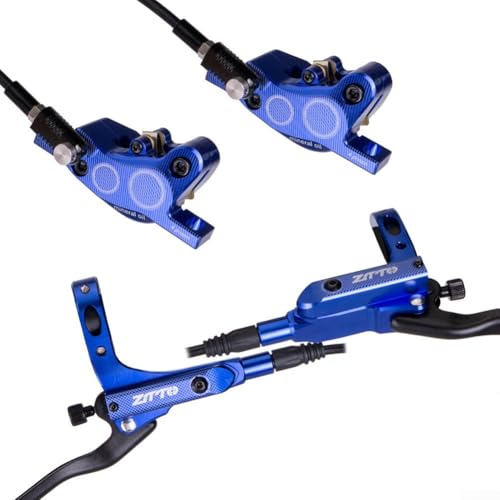 Freno a disco idraulico a pistone, sistema di freno a disco idraulico, set di freni idraulici per bici a disco a 4 spinte, per mountain bike (blu)