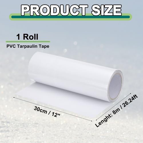 Image of PATIKIL Awning Repair Tape 12 inch x 26ft Waterproof Canvas Tape High Adhesive Tear Repair Patch Kit for PVC Tarpaulin Tent Awning Fabric RV Sail Boat Cover, White