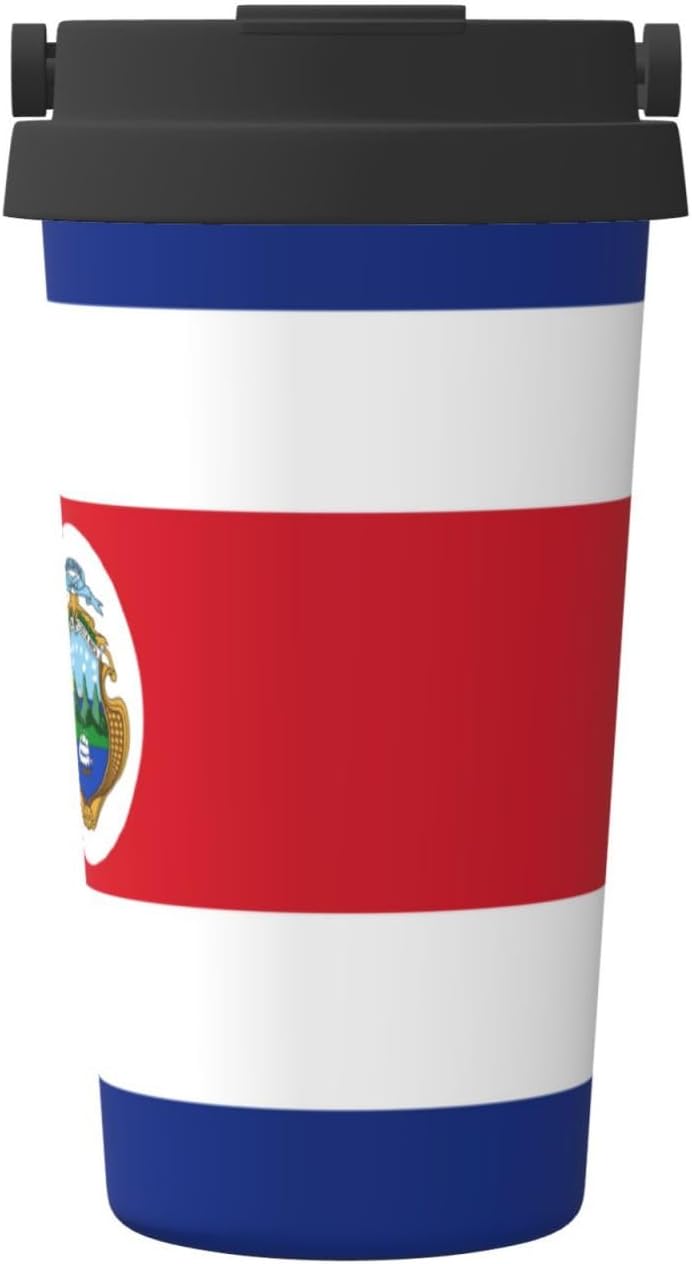 VAGILO Costa Rica Flag Carry Insulated Coffee Mug â€“ Stylish and Portable Thermal Coffee Mug for Hot and Cold Beverages Outdoor Coffee Mug Office Coffee Mug Camping Coffee Mug