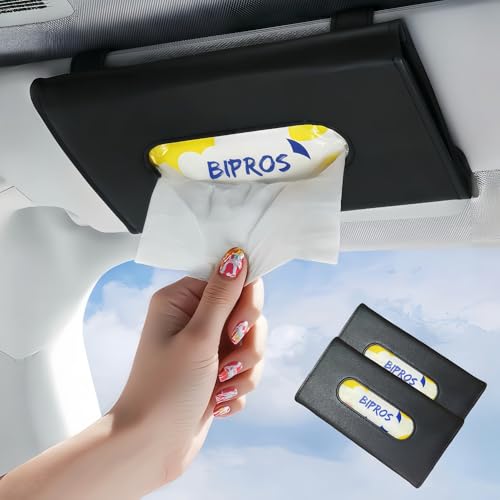 Image of Car Tissue Holder for Visor with Lotion Facial Tissues 2 Pack | for Allergy Season & Sensitive Skin,Slim Visor Tissue Holder,Easy-Access Car Napkin Holder for Parents,Commuters & Road Trips