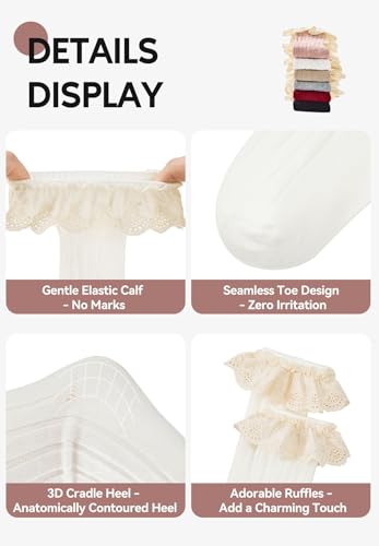 Zando Baby Knee High Socks with Ruffles, Toddler Girls Ruffle Socks for Infant Newborn Toddlers 0-4T2