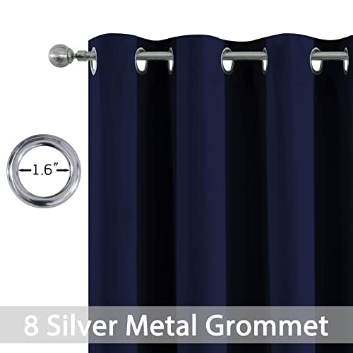 Yakamok Navy Blackout Curtains for Bedroom Window Treatment Boys Girls Kids Bedroom Curtains Thermal Insulated Grommet Blackout Curtain Panels for Living Room - 52" W by 84" L, Navy, 1 Panel