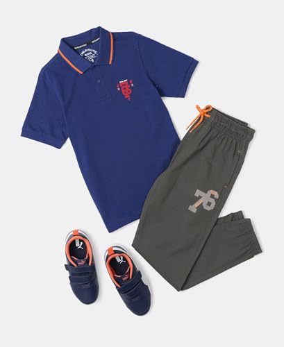 Image of Jockey AB10 Boys Super Combed Cotton Rich Graphic Printed Joggers with Elasticated Hem