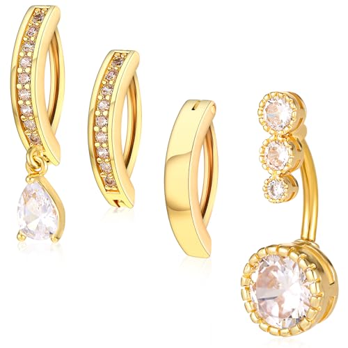 4 Stück Bauchnabelringe Damen Clicker Bauchnabel...