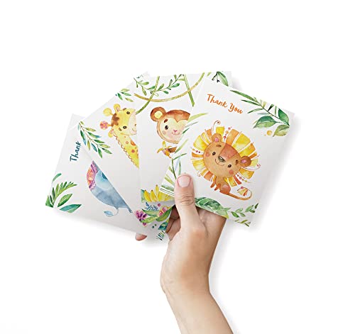 Image of Twigs Paper Baby Shower Thank You Cards, 12 Jungle Animal Note Cards