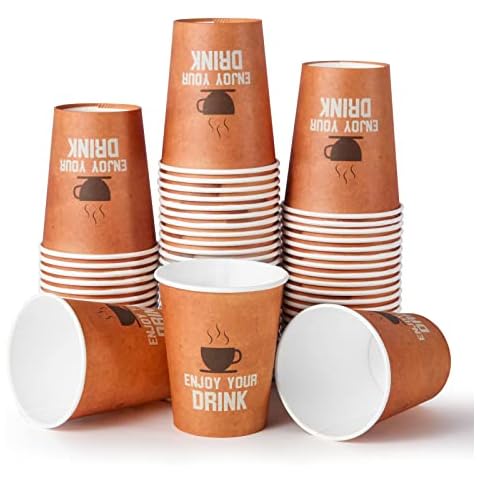 ISLANDER FASHIONS Packung mit 110 Pappbechern, 250 ml, Einwegbecher für heiße und kalte Getränke sind auslaufsicher Cover