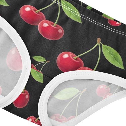 Toddler Girls Underwear 2t Cotton Little Girl Panties Colorful Briefs Underpants Bright Red Cherries Leaves Black4