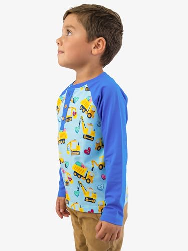 Image of RUGGEDBUTTS Baby /Toddler Boys Long Sleeve Henley Tee - Knit Henley Shirt | 4-Way Stretch Fabric, Button-Up Placket, Fade And Snag Resistant, Lightweight Unlined Design, Monogram Ready