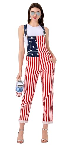 Maxim Party Supplies Womens American Flag Overalls Small
