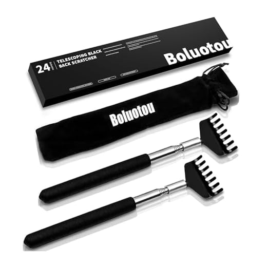 2 Pack Portable Extendable Back Scratcher, Kuvvfe Stainless Steel Telescoping Back Scratcher with Beautiful Present Packaging