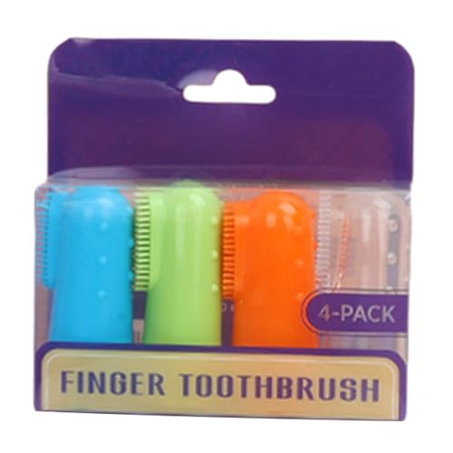 4pieces Handhold Pet Finger Toothbrush Small Head Toothbrush Dogs Brush Bad Breath Teeth Care Tool Dog Finger Brushes for Small Dogs Dog Fingerbrushes Toothbrush
