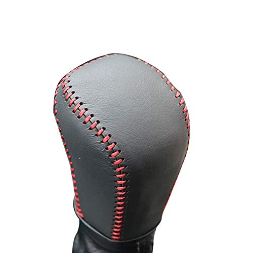 JI Loncky Auto Custom Fit Black Genuine Leather Gear Shift Knob Cover for Honda Civic 2016 2017 2018 2019 Automatic Interior Accessories