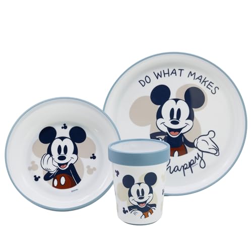DISNEY BABY Mickey Mouse - Coffret Repas complet Mickey - Vaisselle Anti-Dérapante Compatible Micro-Ondes - Parfait Pour Les Enfants - À Partir De 10 Mois