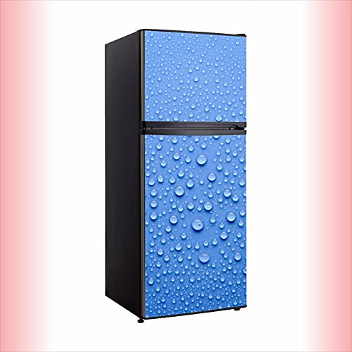 3D Water Water Drops with lite Blue See Abstract Effect Fridge Wallpaper Poster self Adhesive Vinyl Fridge wrap Decorative Wall Sticker (PVC Vinyl, Multicolor, 60 cm X 160 cm)