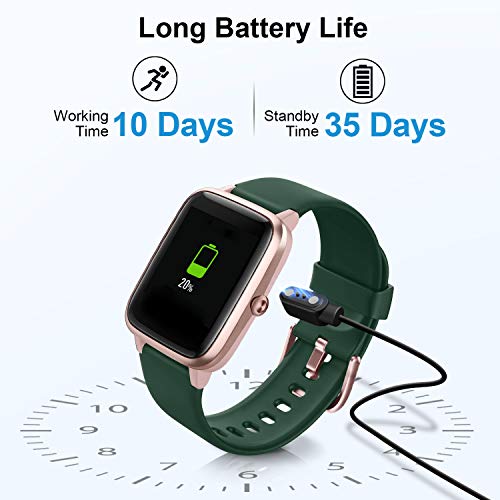 ANBES Health and Fitness Smartwatch with Heart Rate Monitor, Smart Watch for Home Fitness Tracking, Yoga, Exercise Bike, Treadmill Running, Compatible with iPhone and Android Phones for Women Men