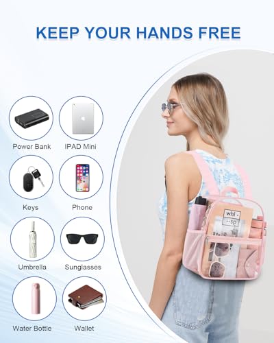 Image of Clear Backpack for Stadium Events, 12x12x6 Small Clear Plastic bag with Reinforced Straps for Game Security Festival Concert