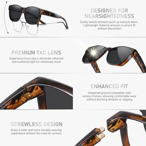 Image of GEGURI Polarized Sunglasses Fit Over Glasses for Men Women, Oversized Square Sun Glasses UV400 Protection Shades
