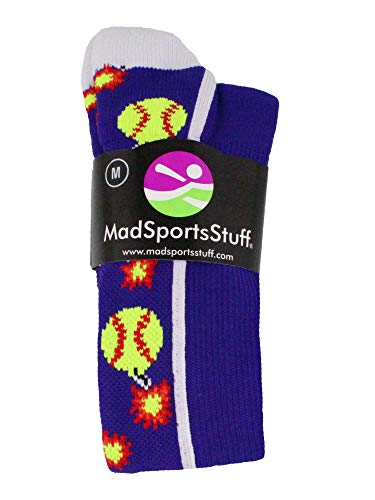 Madsportsstuff Softball Bomber Over The Calf Socks (Purple/White, Small) #TOP1