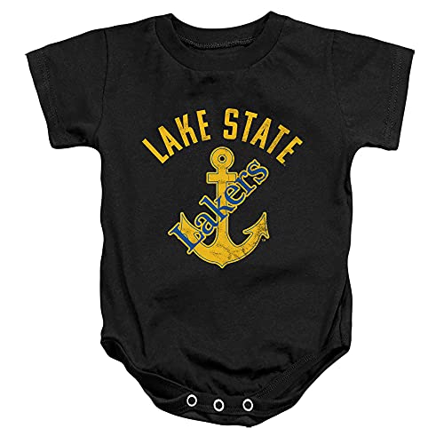 Lake Superior State University Official Lakers Logo Unisex Infant Snap Suit for Baby,Black, 6 Months