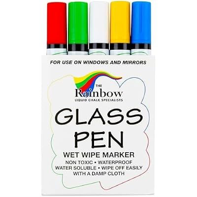 Glass Pen Window Marker: Liquid Chalk Pens for Glass, Whiteboard Markers with Washable Paint - Graduation, Car Windows, Mirror Pen, Storefront, Wedding, Parade, Party & Holiday (5 Pens - Fine Tip)