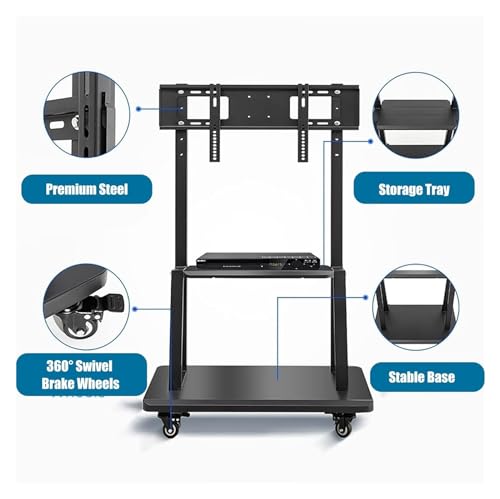 Soporte móvil para TV con ruedas ajustable para pantallas 32-75 pulgadas miniatura 4