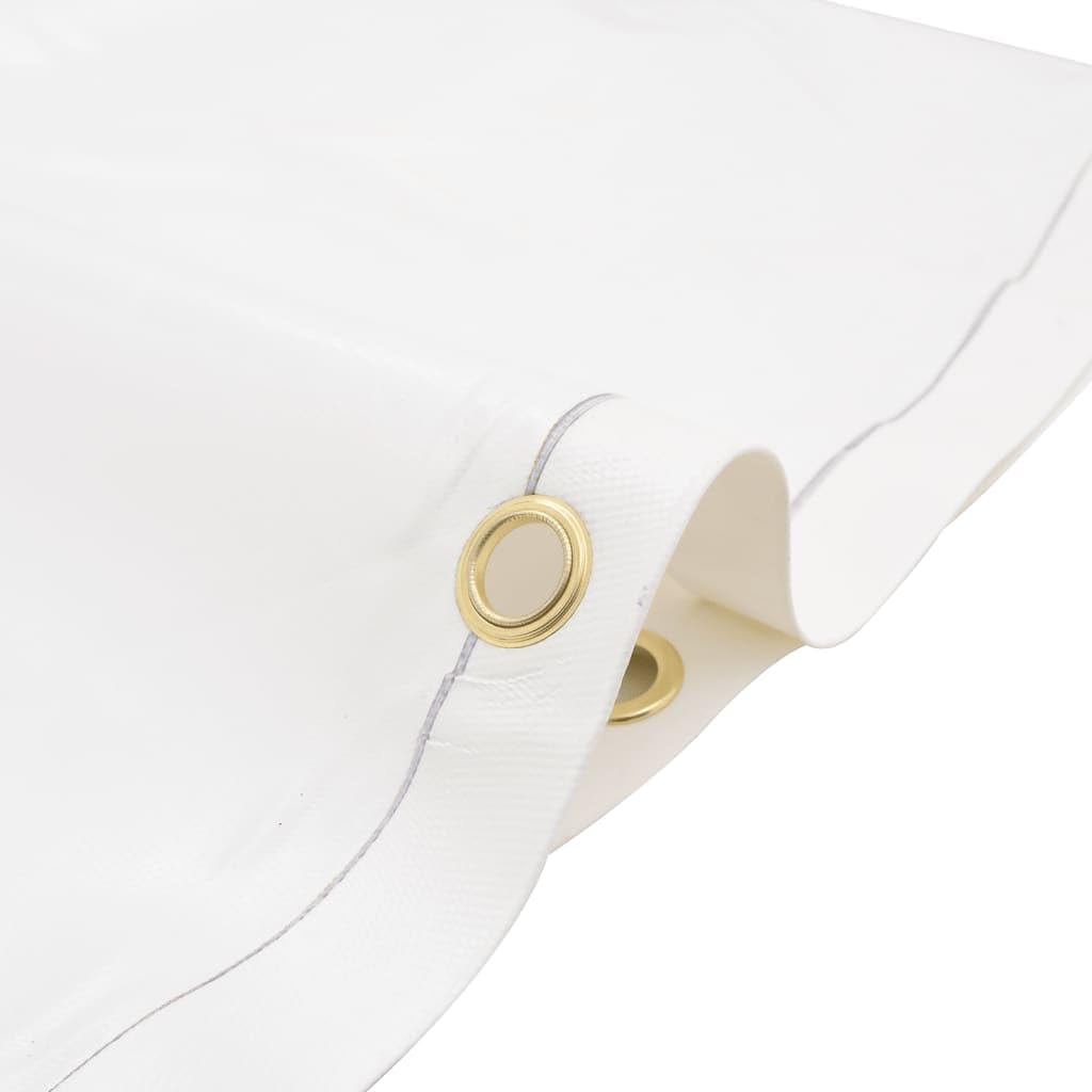 Lona blanca de 1 x 2,5 m, 650 g/m², lona con revestimiento de PVC, ojales en todos los bordes, impermeable, resistente a los rayos UV y al moho para jardín, coche, remolque, barco, obra, etc