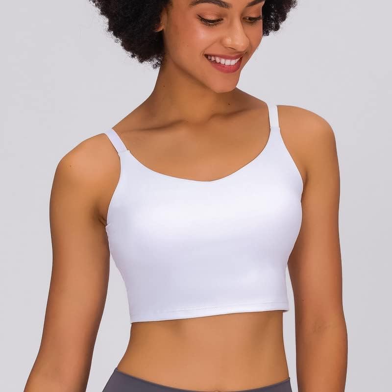 Women Padded Sports Bra with Adjustable Straps, Soft Longline Yoga Bras Workout Fitness Crop Tank Tops - Image 4